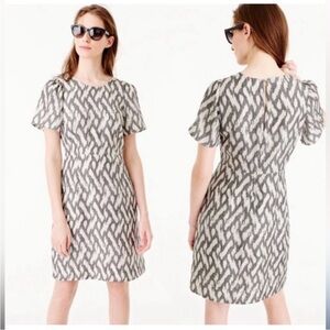 J.Crew Ikat Silk Flutter Sleeve Dress Size 8
